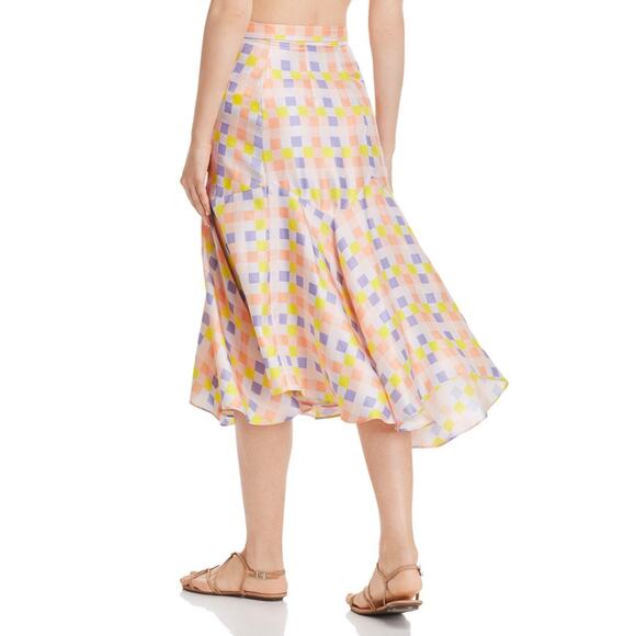 NWT Paper London Women's 100% Silk Foxglove Wrap Skirt Multi Check US 0 UK 4 - Picture 5 of 12